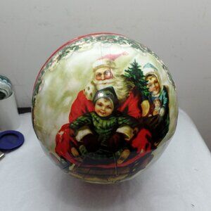 Vintage 6" German Paper Mache Ball Candy Gift Container Christmas Germany